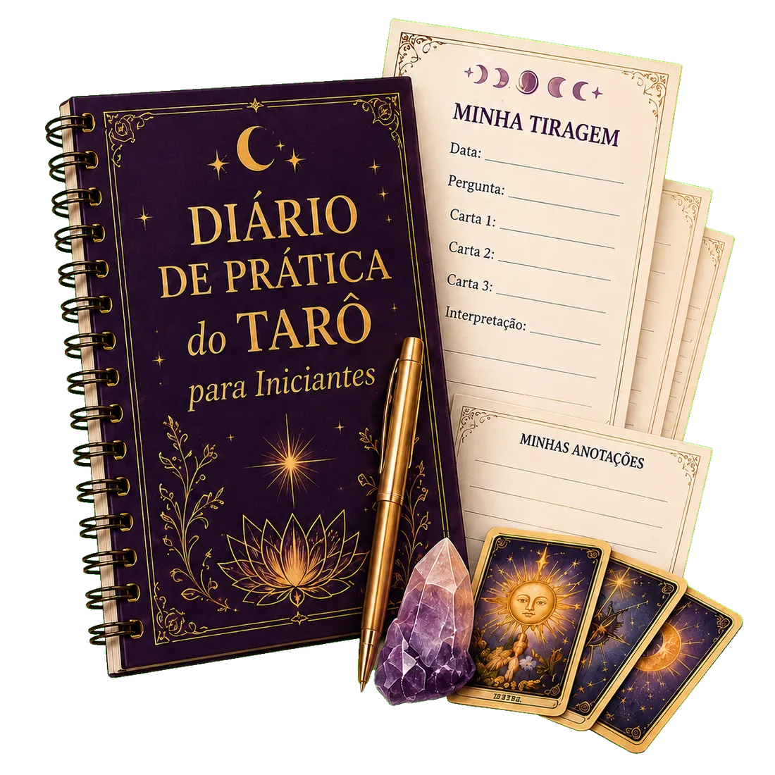 Mockup do Bônus 01 — Diário de Prática do Tarô para Iniciantes