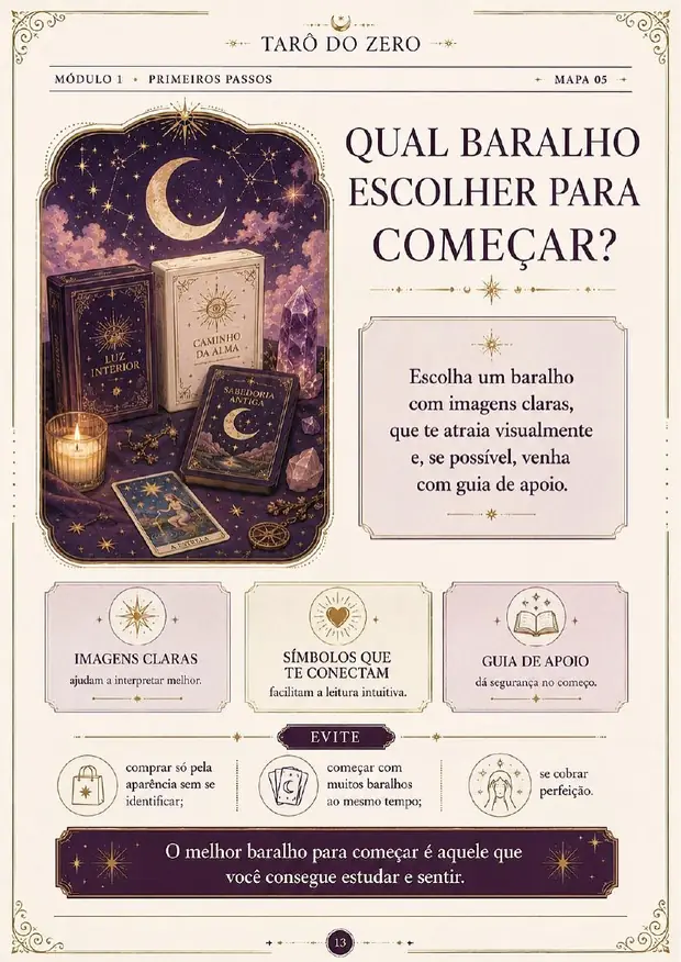 Primeiros passos — página real do Tarô do Zero